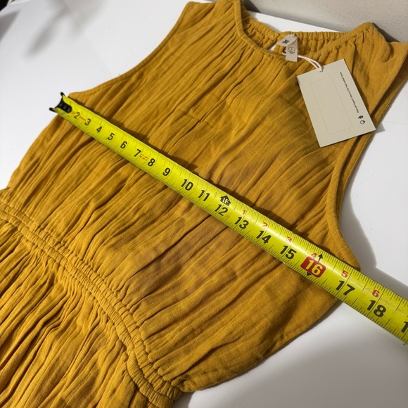 Pact 100% organic cotton bohemian feminine Mustard Midi Dress NWT - Picture 7 of 8